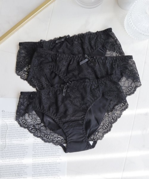 切り替えレースサニタリーショーツ ショーツ3枚セット カラーの組み合わせタイプが選べる 生理用 パンツ 下着 レース かわいい ツーハッチ Tu Hacci Magaseek