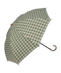 WAKAO(ワカオ)/ワカオ WAKAO 日傘 雨傘 折りたたみ レディース 晴雨兼用 軽量 UVカット 撥水加工 天然素材 日本製 GINGHAMCHECK FOLDING UMB/グリーン