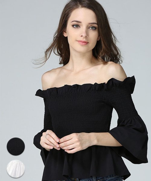 セール Tシャツ 肩出し ショルダー開き カットソー レディース オフショルダー スクエアネック フリル セイヘイショップ Seiheishop Magaseek