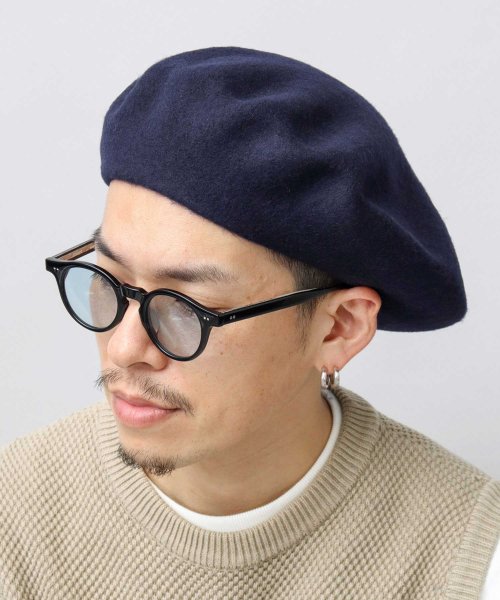 Besiquenti(ベーシックエンチ)/大判 ウール ベレー帽 バスクベレー 大きめ 帽子 メンズ カジュアル シンプル/ネイビー