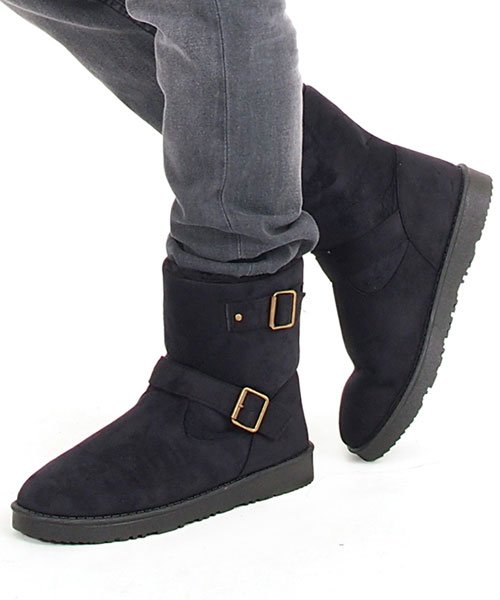 ムートンブーツ メンズ ブーツ インヒール付き ショート 杢調 ミックスニット フェイクファー エンジニア カジュアル シューズ 靴 秋冬 トップイズム Topism Magaseek