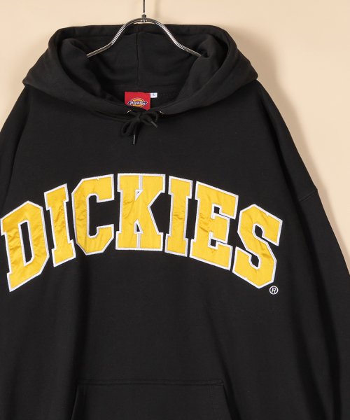 Dickies(Dickies)/【Dickies】 ディッキーズ サテンワッペン刺繍 ビッグカレッジロゴ プルパーカー/アメカジ/ストリート/ビッグシルエット/22AW/ブラック