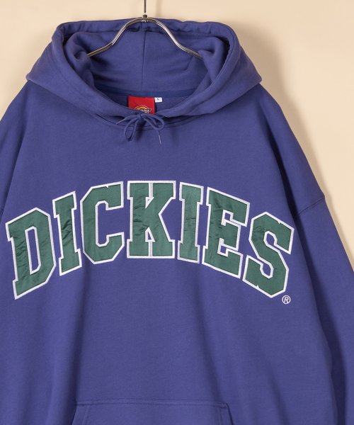 Dickies(Dickies)/【Dickies】 ディッキーズ サテンワッペン刺繍 ビッグカレッジロゴ プルパーカー/アメカジ/ストリート/ビッグシルエット/22AW/ブルー