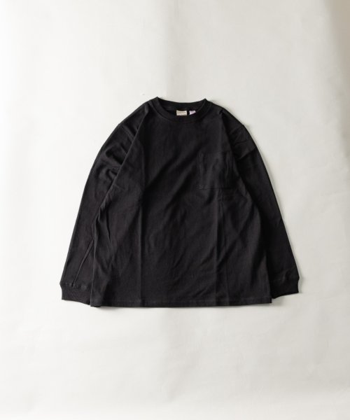 Nylaus(ナイラス)/Goodwear USAコットン ポケット付き ロングスリーブTシャツ/ブラック