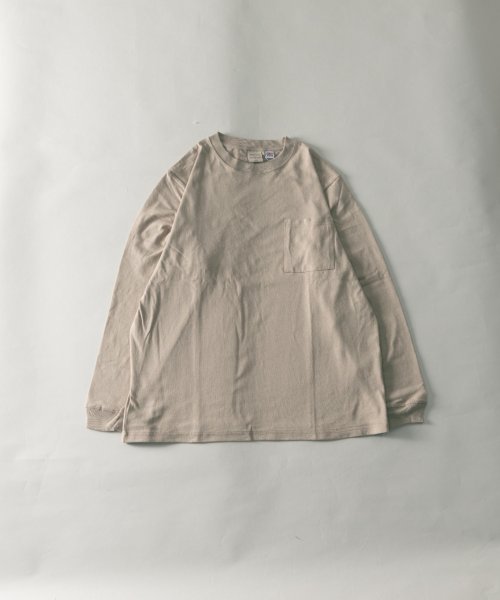 Nylaus(ナイラス)/Goodwear USAコットン ポケット付き ロングスリーブTシャツ/グレージュ