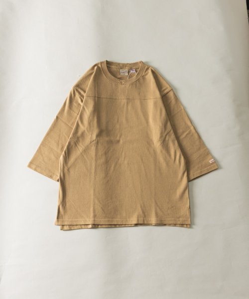 Nylaus(ナイラス)/Goodwear USAコットン 7分袖 フットボールTシャツ/ベージュ