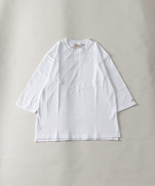 Nylaus(ナイラス)/Goodwear USAコットン 7分袖 フットボールTシャツ/ホワイト