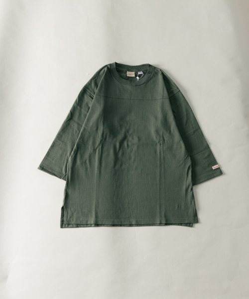 Nylaus(ナイラス)/Goodwear USAコットン 7分袖 フットボールTシャツ/カーキ