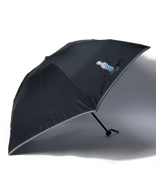 POLO RALPH LAUREN(umbrella)(ポロラルフローレン（傘）)/折りたたみ傘　無地×ポロベア/ブラック