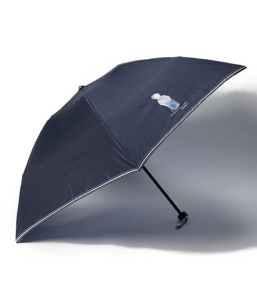 POLO RALPH LAUREN(umbrella)(ポロラルフローレン（傘）)/折りたたみ傘　無地×ポロベア/ネイビーブルー