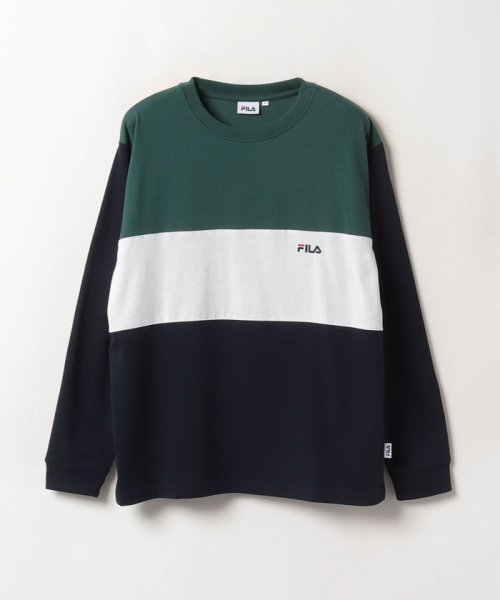 FILA（Casual）(フィラ（カジュアル）)/配色切り替え バックプリント ロングスリーブTシャツ / ロンT  メンズ/グリーン