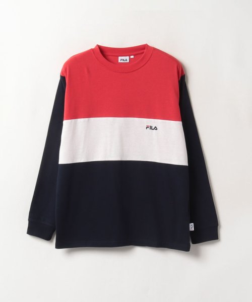 FILA（Casual）(フィラ（カジュアル）)/配色切り替え バックプリント ロングスリーブTシャツ / ロンT  メンズ/レッド