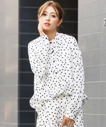 セール ドットシャツ レディース トップス ブラウス 水玉柄 取り外し襟 長袖 ミリアンデニ Mili An Deni Magaseek