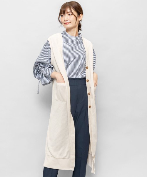 セール ロングニットベスト レディース トップス Vネック 前開き ロングニット ベスト ミリアンデニ Mili An Deni Magaseek