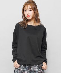 mili an deni(ミリアンデニ)/長袖Tシャツ ドロップショルダー レディース トップス 無地 ボーダー カットソー Tシャツ/ブラック