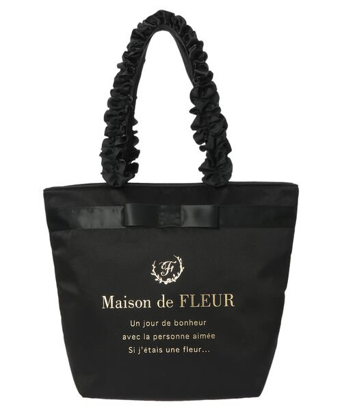 Maison de FLEUR(メゾンドフルール)/ブランドロゴフリルハンドルトートMバッグ/ブラック