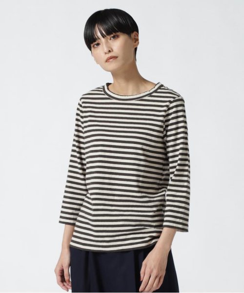 BEAVER(ビーバー)/FANEUIL/ファヌル　BOAT NECK BORDER LS TEE/ベージュ