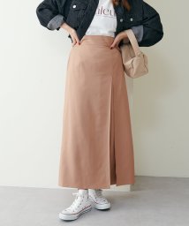 NICE CLAUP OUTLET(ナイスクラップ　アウトレット)/【natural couture】スリット見えタックスカート/オレンジ