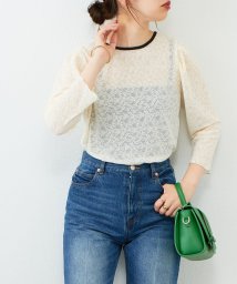 NICE CLAUP OUTLET(ナイスクラップ　アウトレット)/【natural couture】前後2WAY配色パイピングレーストップス/アイボリー