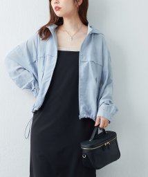 NICE CLAUP OUTLET(ナイスクラップ　アウトレット)/【natural couture】フードが取れるほんのりシアーマンパ/サックス