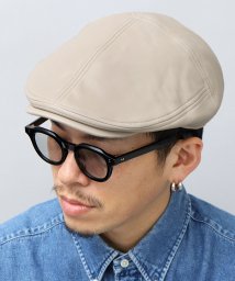 Besiquenti(ベーシックエンチ)/フェイクレザー パネル切り替え ハンチング 帽子 ワイドシルエット 大人 カジュアル シンプル/ベージュ