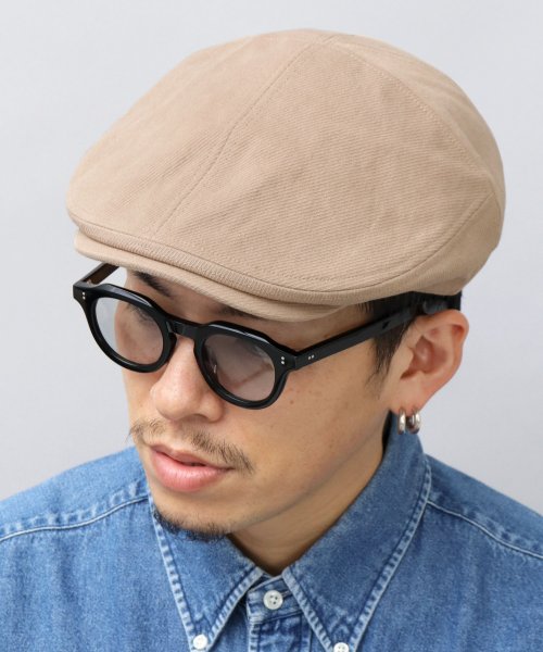 Besiquenti(ベーシックエンチ)/ヘヴィーツイル パネル切り替え ハンチング コットン ハンチング帽 帽子 メンズ カジュアル シンプル/ベージュ