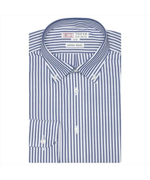 TOKYO SHIRTS(TOKYO SHIRTS)/【国産しゃれシャツ】ボタンダウン 長袖 形態安定 ワイシャツ 綿100%/ブルー