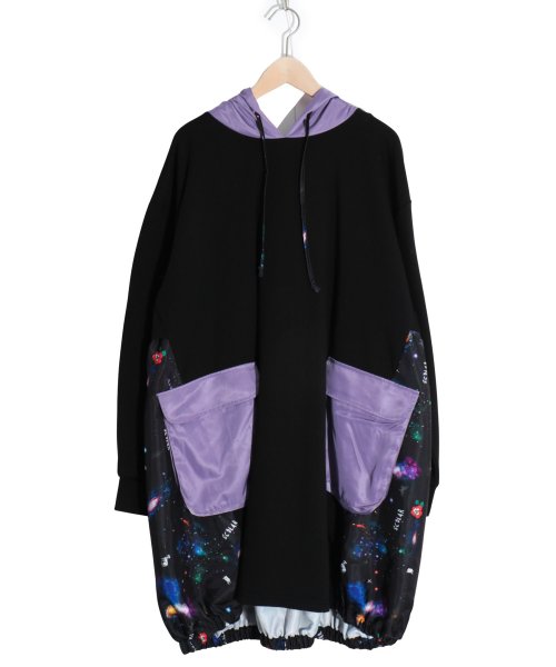 宇宙柄 異素材切替フーデッドワンピース スカラー Scolar Magaseek