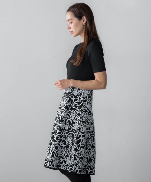 セール】【LUSSO VIAGGIOBLU】ダブルジャガードフラワー柄ニット  