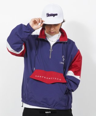 1111clothing/ハーフジップ メンズ ハーフジップ レディース プルオーバー オーバーサイズ ジャケット ビッグシルエット 長袖 ブルゾン ナイロン ロゴ 刺繍 大きいサイズ /504968421