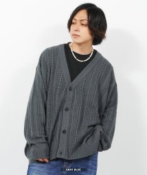 1111clothing(ワンフォークロージング)/カーディガン メンズ ニットカーディガン レディース ニット ボレロ 長袖 オーバーサイズ カーデ ビッグシルエット 透かし編み 羽織 羽織り 大きいサイズ 韓/グレー