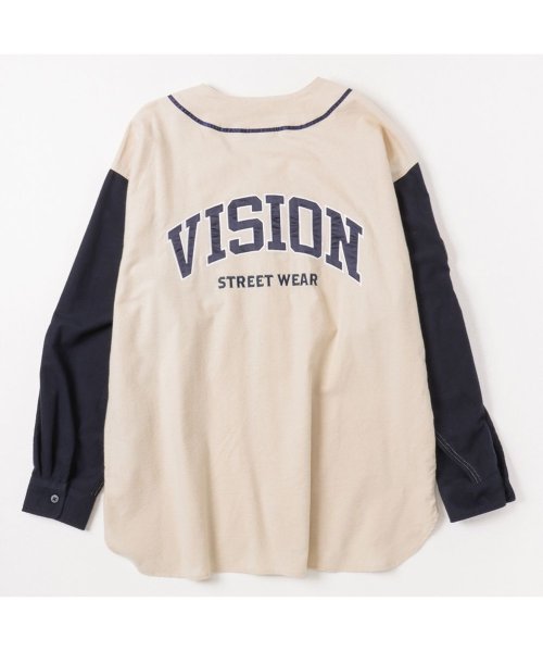 MAC HOUSE(men)(マックハウス（メンズ）)/VISION STREET WEAR ヴィジョンストリートウェア 長袖ベースボールネルシャツ 2705019/アイボリー×ネイビー