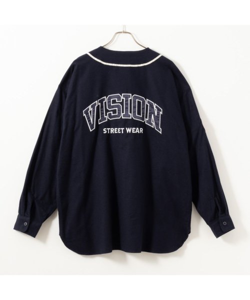 MAC HOUSE(men)(マックハウス（メンズ）)/VISION STREET WEAR ヴィジョンストリートウェア 長袖ベースボールネルシャツ 2705019/ネイビー