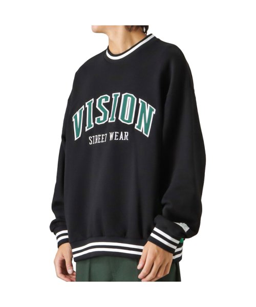 MAC HOUSE(men)(マックハウス（メンズ）)/VISION STREET WEAR ヴィジョンストリートウェア リブラインアーチロゴワッペントレーナー 2905010/ブラック