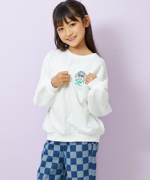 ANAP KIDS(アナップキッズ)/ワンポイント刺繍ミニ裏毛トレーナー/オフホワイト