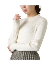 MAC HOUSE(women)(マックハウス（レディース）)/NAVY ネイビー ムースタッチハイネックプルオーバー 112325806/ホワイト