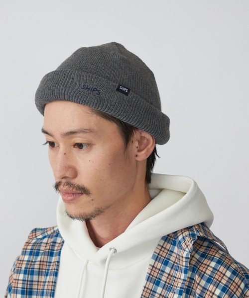 SHIPS MEN(シップス　メン)/*SHIPS: ワンポイント SHIPS ロゴ 刺繍 ロール ワッチ キャップ/チャコールグレー