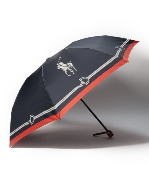 POLO RALPH LAUREN(umbrella)(ポロラルフローレン（傘）)/折りたたみ傘　馬具スカーフ/ネイビーブルー