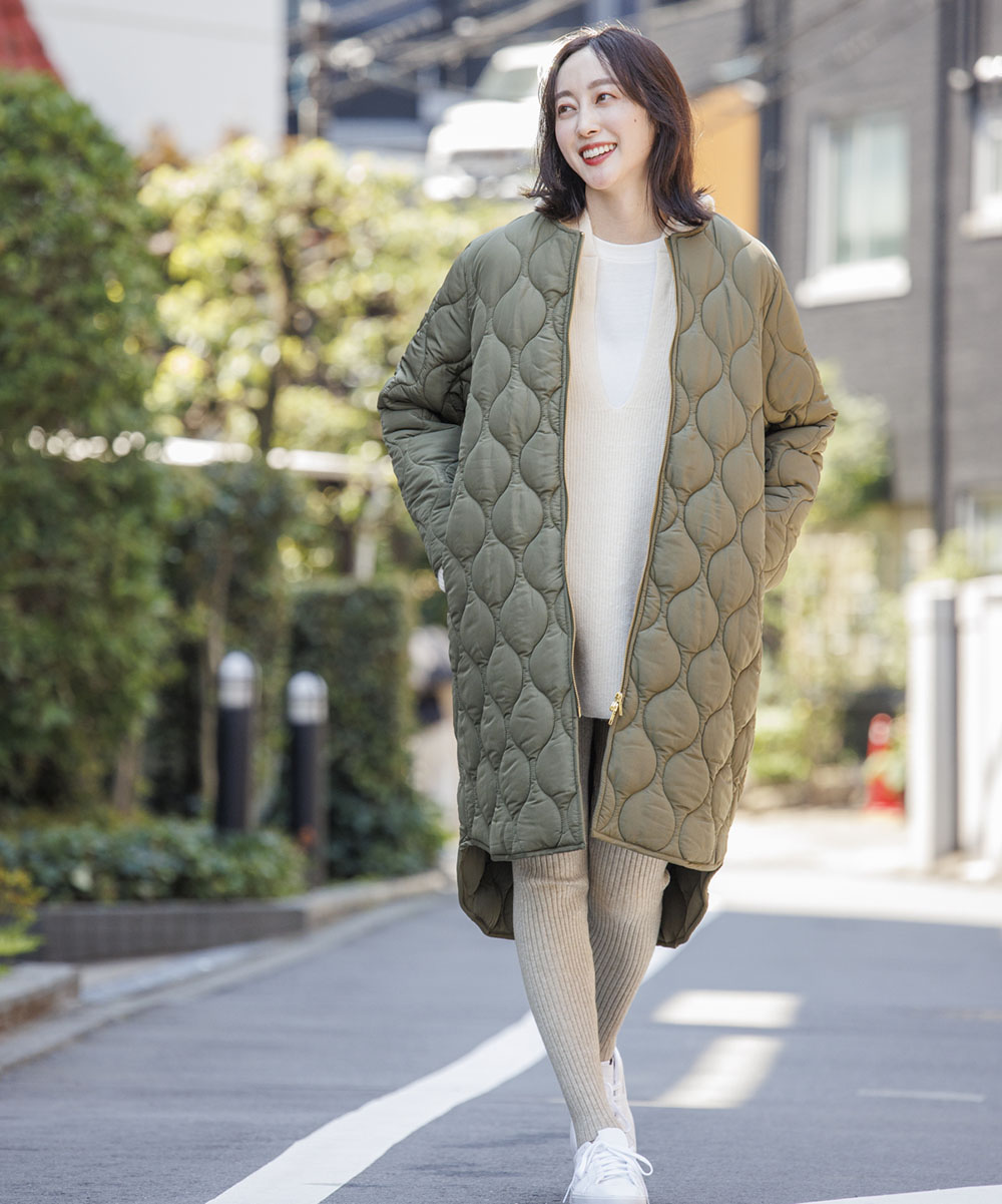 MILITARY QUILTING HOOD COAT