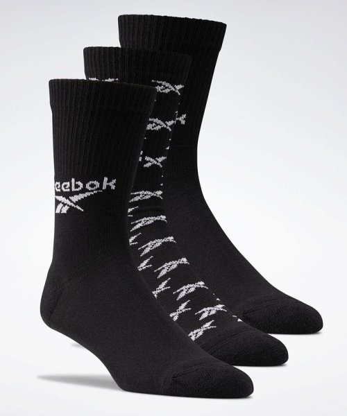 Reebok(リーボック)/クラシックス フォールドオーバー クルー ソックス 3足組 / Classics Fold－Over Crew Socks 3 Pairs/ブラック