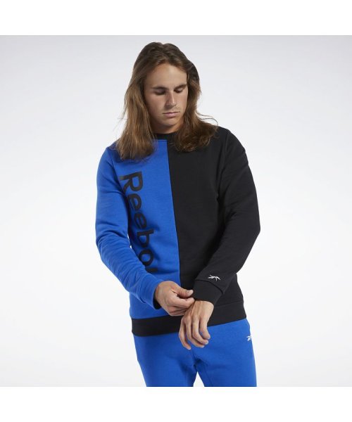 Reebok(リーボック)/トレーニング エッセンシャルズ リニア ロゴ スウェットシャツ / Training Essentials Linear Logo Sweatshirt/ブルー