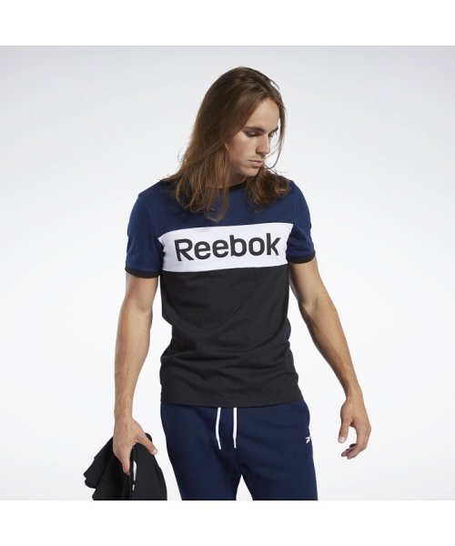 Reebok(Reebok)/トレーニング エッセンシャルズ リニア ロゴ Tシャツ / Training Essentials Linear Logo Tee/ネイビー