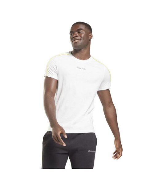 Reebok(リーボック)/トレーニング エッセンシャルズ パイピング Tシャツ / Training Essentials Piping T－Shirt/ホワイト