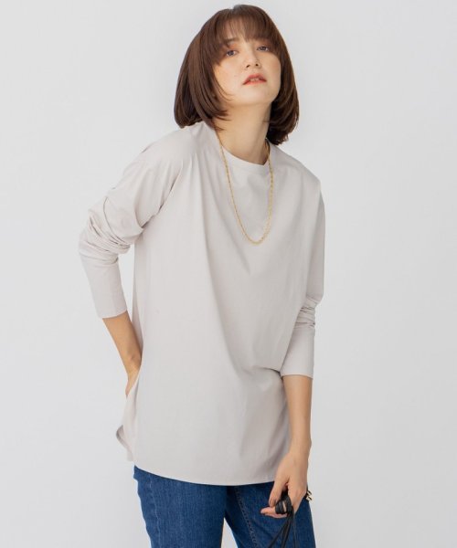 NIJYUSANKU（SMALL SIZE）(23区（小さいサイズ）)/【大好評素材/洗える】コットンベアジャージー ロング Tシャツ/グレージュ系