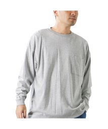 MAC HOUSE(men)(マックハウス（メンズ）)/グッドウェア 袖リブスーパービッグシルエット 胸ポケット付きロングスリーブTシャツ 2W7－0502－22FW/グレー