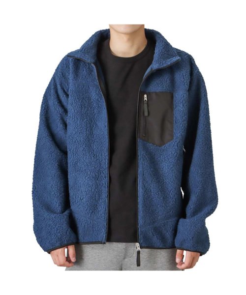 MAC HOUSE(men)(マックハウス（メンズ）)/NAVY ネイビー 防風ボアスタンドカラージャケット QMH/03864FW/ネイビー