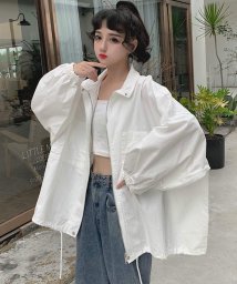 shopnikoniko(ショップにこにこ)/ビックシルエット マウンテンパーカー 【即納】 アウター ジャケット マンパ シャカシャカパーカー パーカー ボリューム袖 オーバーサイズ ゆったり ウィンドブ/ホワイト