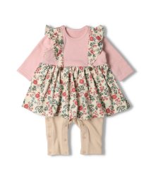 Kids Zoo(キッズズー)/【子供服】 kid´s zoo (キッズズー) 花柄スカート裏毛トレーナーオール・ロンパース 70cm，80cm W66711/ピンク