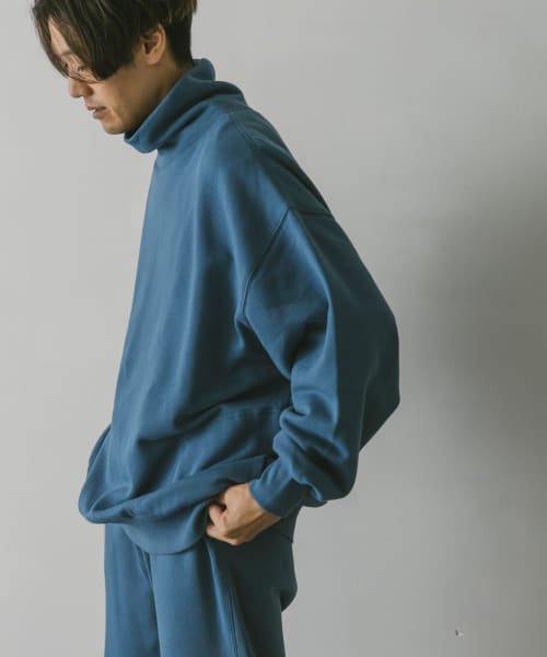 URBAN RESEARCH DOORS(アーバンリサーチドアーズ)/『UR TECH』裏起毛モックネックスウェット/BLUE