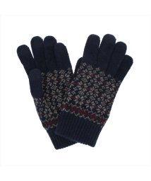 DAKS(ダックス)/ダックス DAKS メンズ手袋 人気ブランド 日本製 男性用 指先3本 ニット スマホ対応 雪柄 ノルディック ベーシック 防寒 暖かい /ネイビー